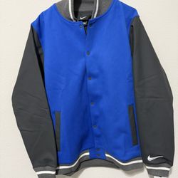 Nike Men's Team Player Letterman Jacket Blue and Gray DJ5971-493 Size L NWT