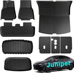 LE56 $65 SUPER LINER Tesla 2026 2027 Model Y Juniper Floor Mats, Only for Standard Cargo Liners, Seatbacks, 9 PCS Extra-Thick TPE for 2025-2027 All-W