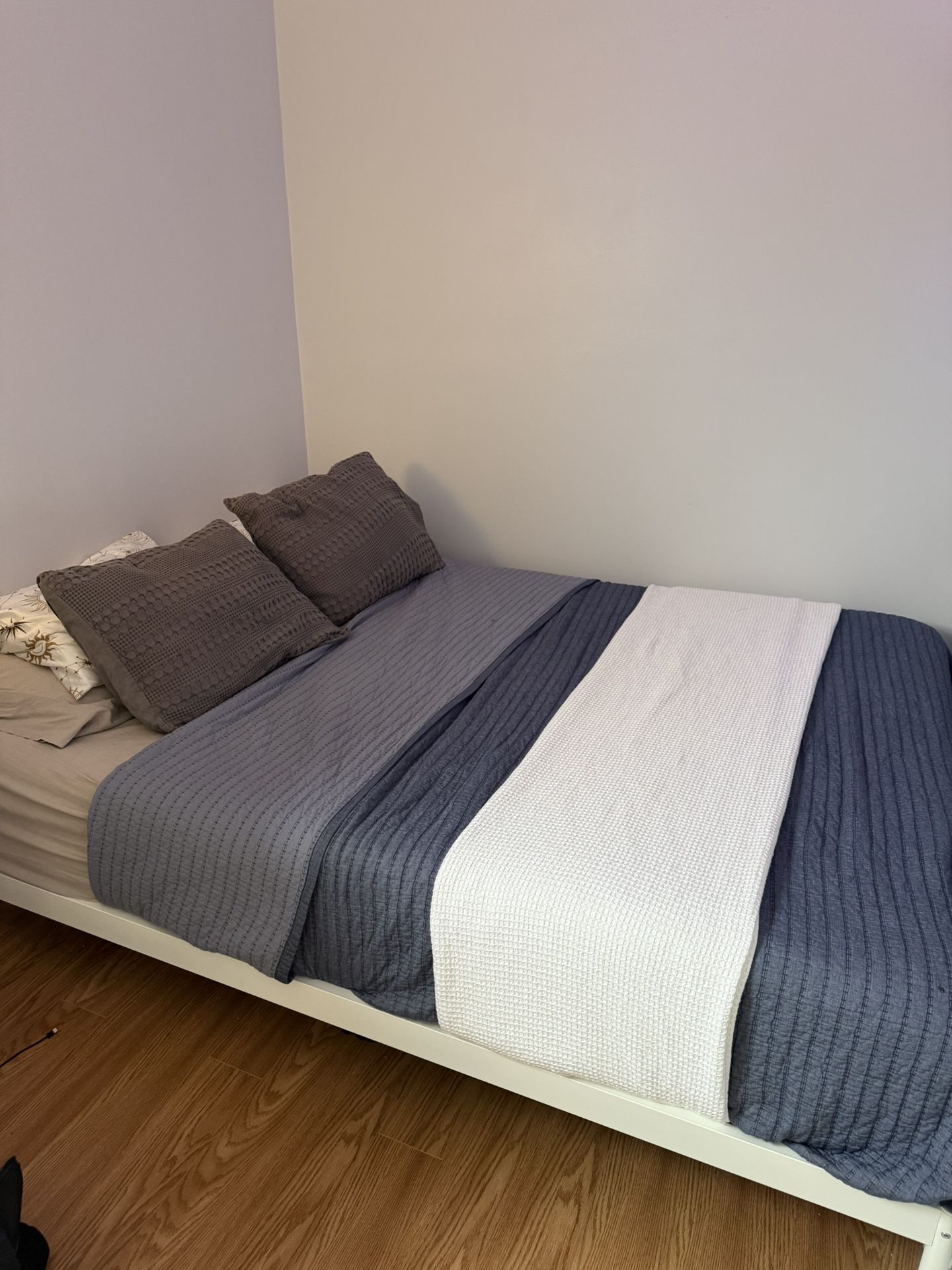 IKEA Vevelstad Queen Bed Frame w/ Memory Foam Mattress