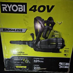 Ryobi RY40440 40 Volt 145 MPH 625 CFM Cordless Brushless Variable Speed Backpack Leaf Blower with Lithium-Ion Battery and Charge