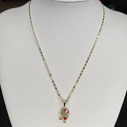 18k Gold Filled CZ Hello Kitty Chain set