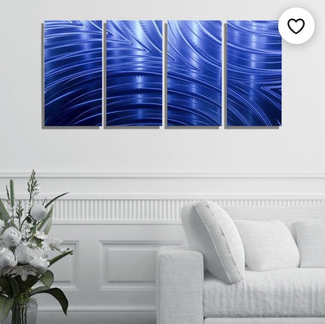 Abstract Painting, Metal Wall Art, Multi Panel Wall Art, Large Artwork, Wall Hanging Office Decor - Blue Synchronicity 4P by Jon Allen