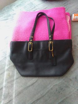 Coach Black Leather Tote Bag