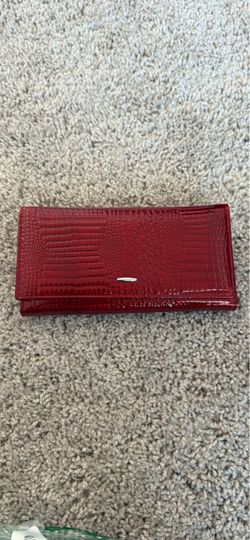 Red Croc-Embossed Leather Wallet