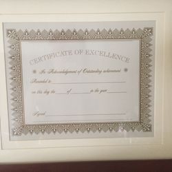 CERTIFICATE OF EXCELLENCE PLAQUE !