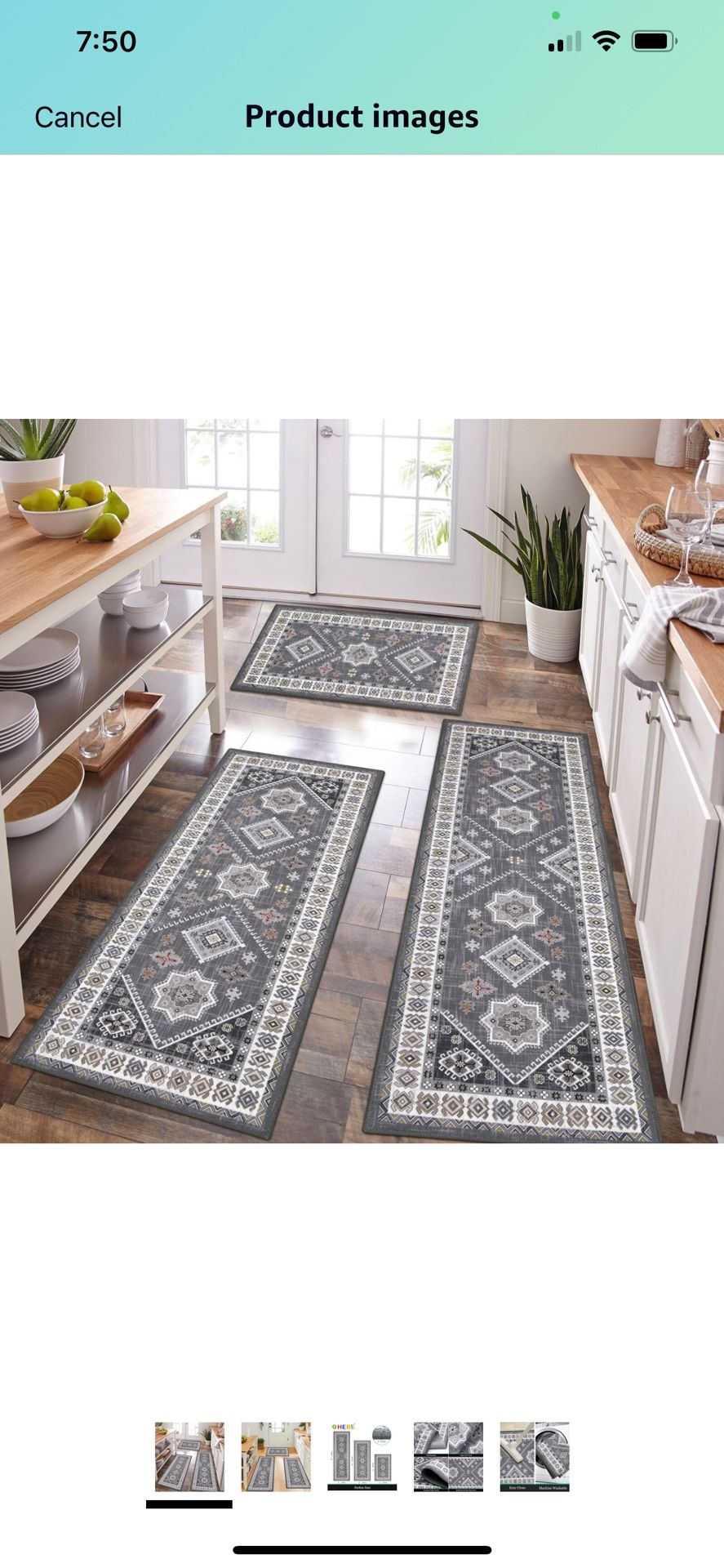 HEBE Boho Kitchen Rug Sets 3 Piece with Runner Non Skid Kitchen Rugs