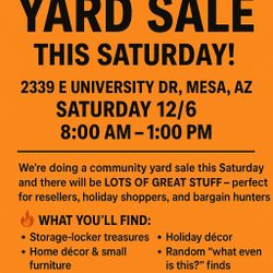 2339 E University Dr Mesa,AZ Community Yard Sale