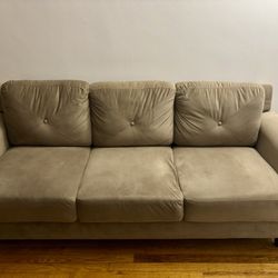 Three Cushion Brown Fabric Couch