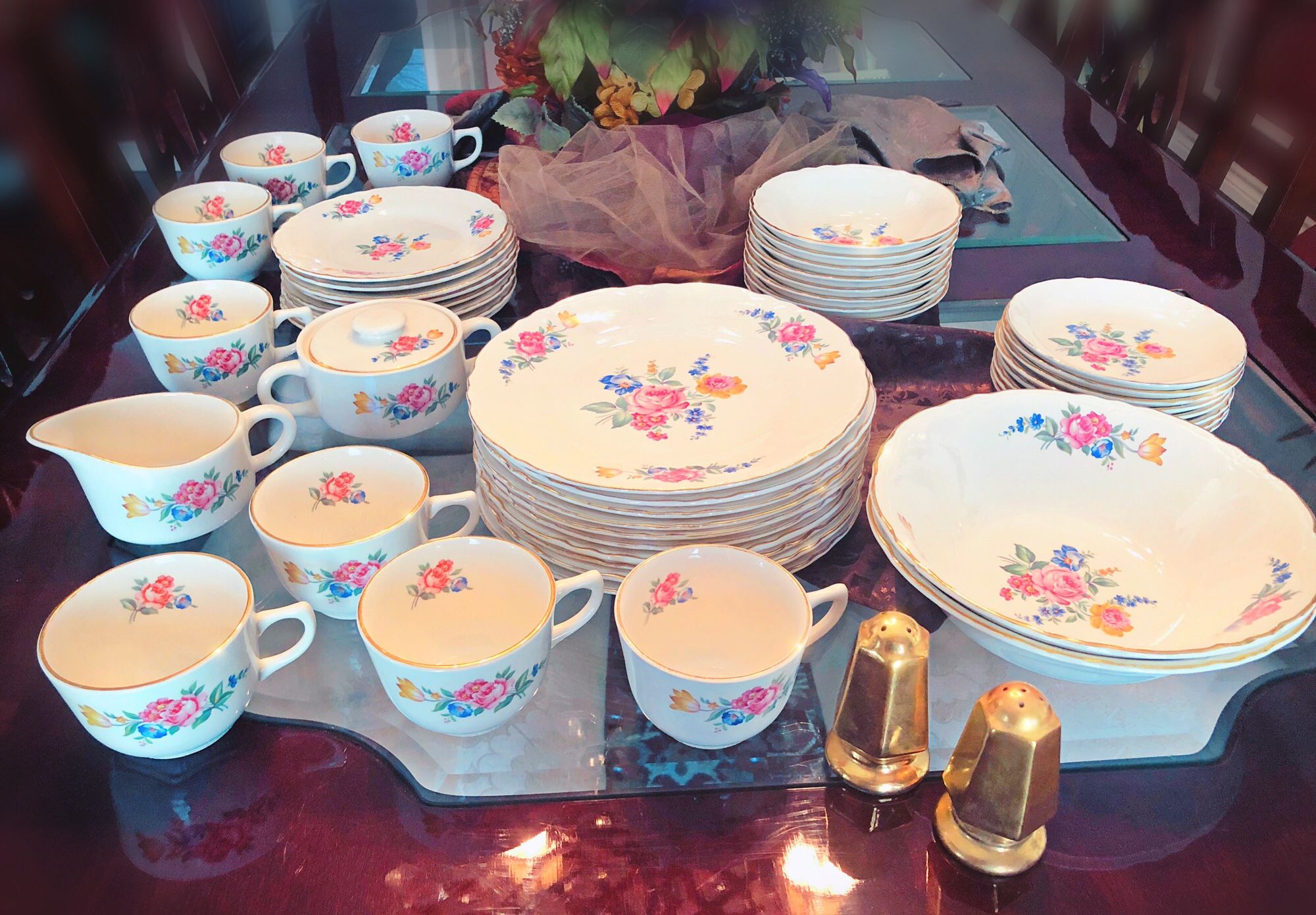 Scio Ranson Hazel Vintage china dinnerware set - service 8 - immaculate Scio pottery