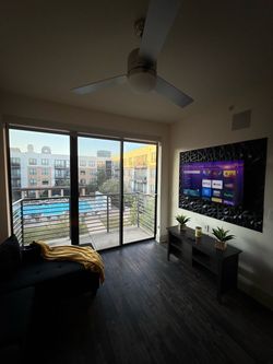 Tv, couch, bed