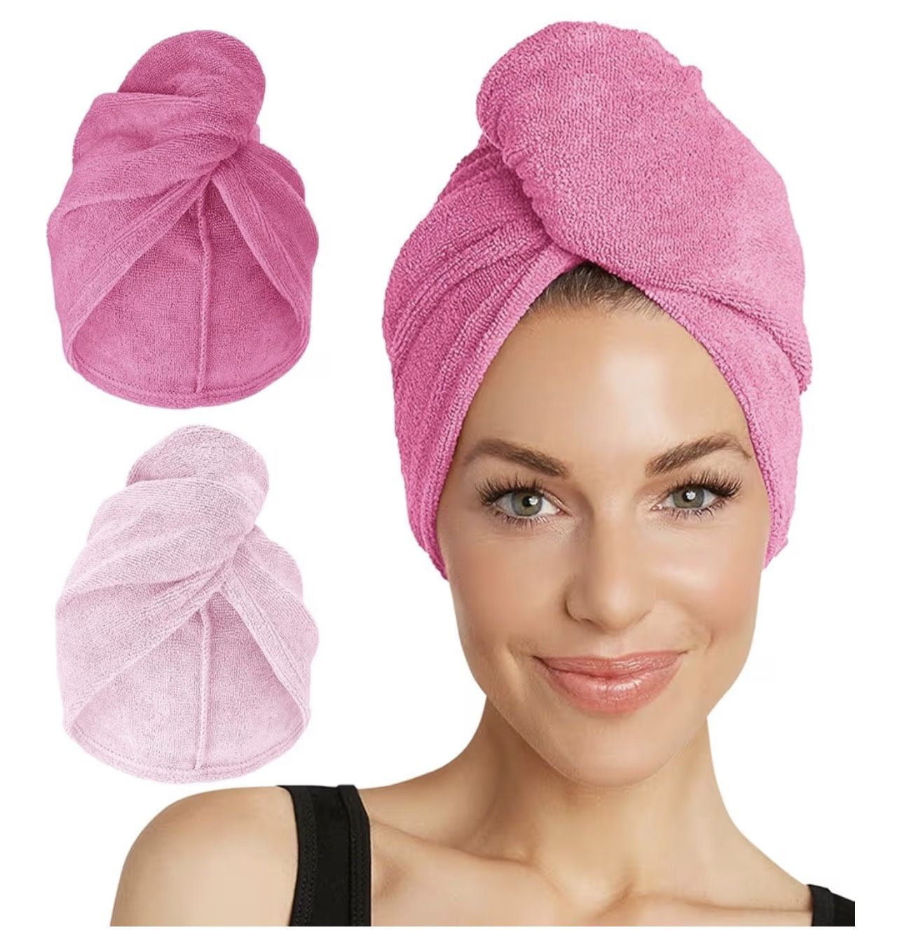 Twist 2-Pack Microfiber Hair Towel for Beauty, Travel, Gifting - Hair Wrap Turban for Straight, Wavy & Curly Hair - Premium Personal Care - Dark Pink