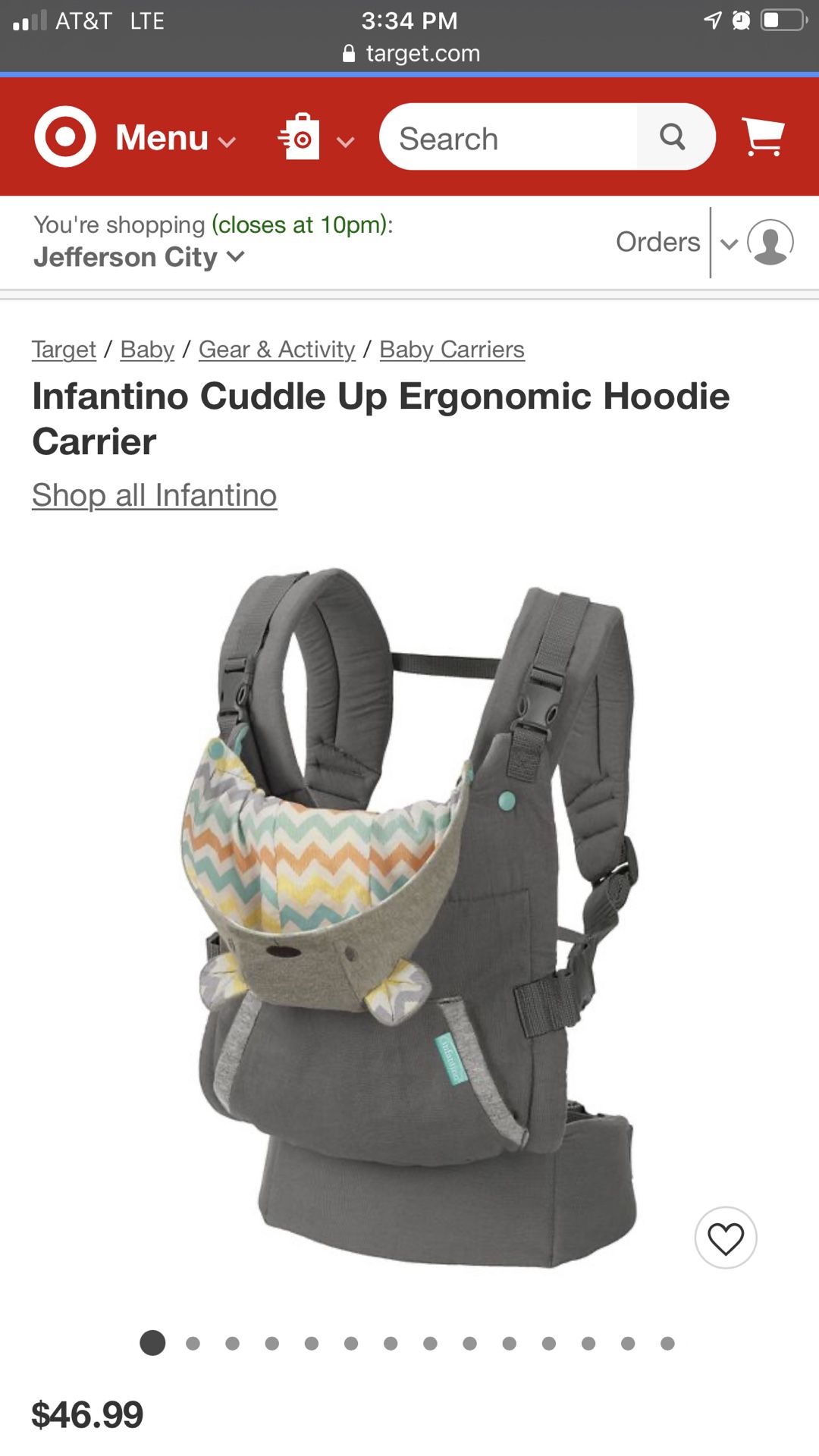Infantino Baby Carrier (Like New, Used Twice)
