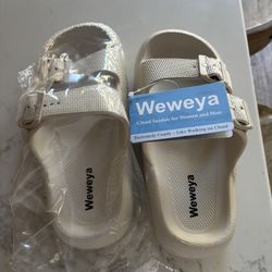 Weweya Sandals for Women and Men - Pillow Slippers - Double Buckle Adjustable Slides - EVA Flat Sandals