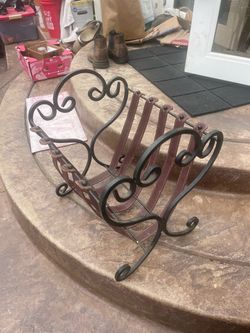 Iron - Leather magazine rack