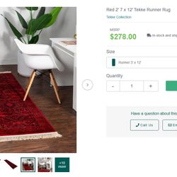  New Red Giza Tekke Runner Rug 3x12 Made In Turkey 