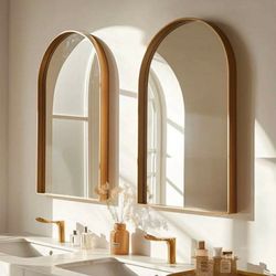 36" x 24" Arched Bathroom Mirror Cabinet Medicine Cabinet with 2 Adjustable Shelves
