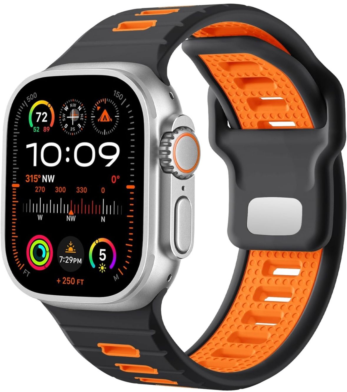 Sport Bands Compatible with Apple Watch, Silicone, Black/Orange