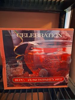 vintage Indiana Glass 18-piece "Celebration" punch bowl set