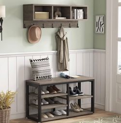 Coat rack and shoe bench set