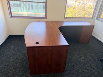 L-Shaped Cherry Wood Office Desk