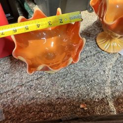 L E Smith Bittersweet Swang Glass Vase