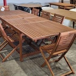 9PC Rectangular Patio Dining Set – Aluminum & FSC Solid Wood | BRAND NEW | Heavy Duty Commercial Grade | Modern Outdoor | Delivery Available