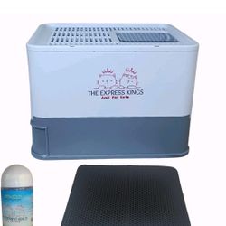 🐱 Brand New Express Kings Enclosed Cat Litter Box Set – Includes Mat, Scoop & Deodorizer
