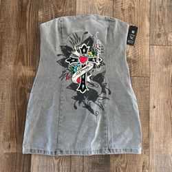 Ed Hardy Denim Y2k Mini Dress New With Tags