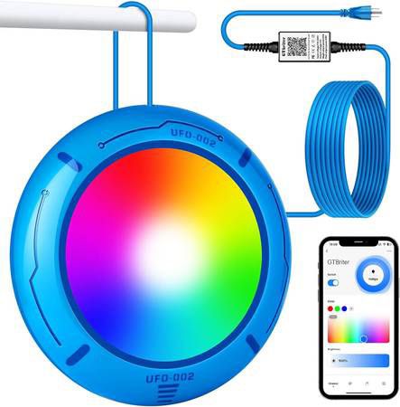 new Above Ground Pool Lights with APP Control 20W RGB Dimmable LED Pool Lights with Suction Cups and Built-in Magnets 12V Underwater Pool Light for Ab
