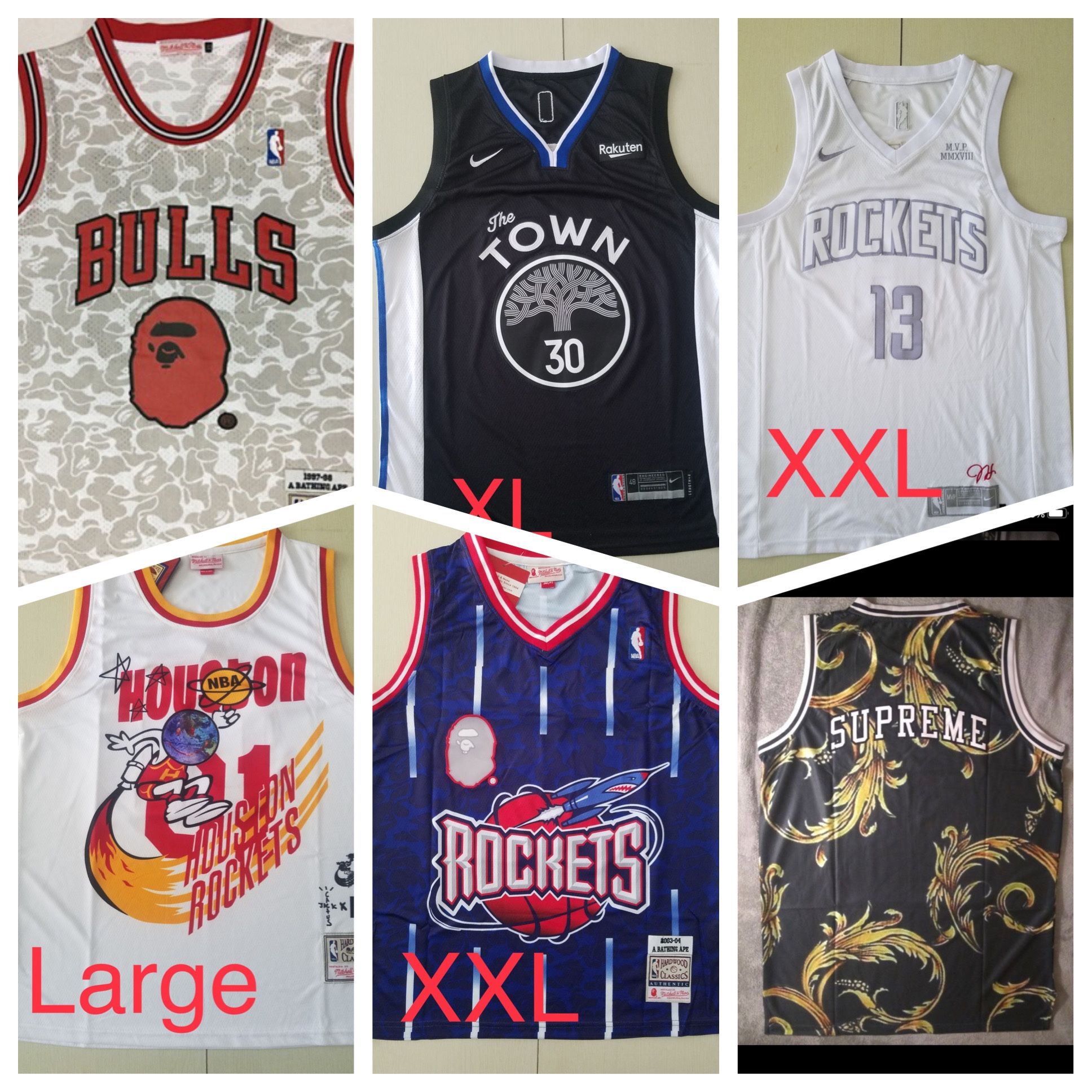 XXL White Supreme Jersey And Shorts, Medium Rockets Bape, Medium Iverson  for Sale in Austin, TX - OfferUp