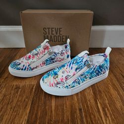 Steve Madden Kids Aglamm Tie-Dye Paisley Slip-On Sneakers (Size 3W)