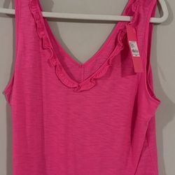pink Lilly Pulitzer Gigi ruffle tank top