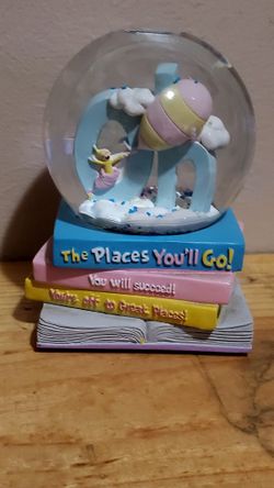 Dr Seuss/OH! The Places You'll Go Musical Water Globe! Excellent Condition!
