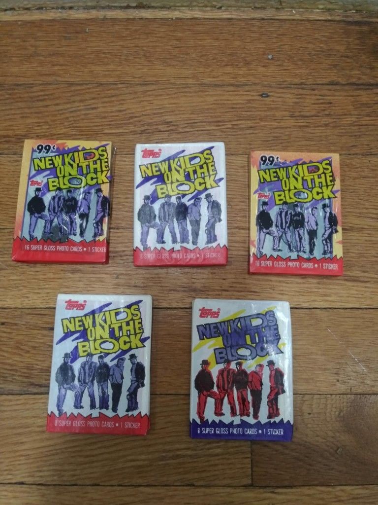1989 Topps New Kids On The Block Sealed Wax Packs 5 Packs Altogether . Message me anytime if interested will send more pictures or videos thank you.