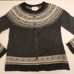 Vtg Cambridge Lambs Wool Blend Button Up Cardigan Sweater Fair Isle Women’s Sz M