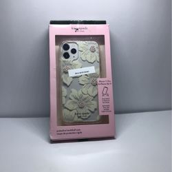 kate spade new york - Protective Hard Shell Case for Apple® iPhone® 11 Pro - Cream With Stones/Hollyhock Floral Clear New Open Box Original Price $45