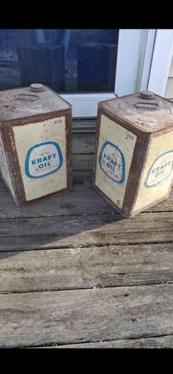 2 Antique Kraft Oil Cans 