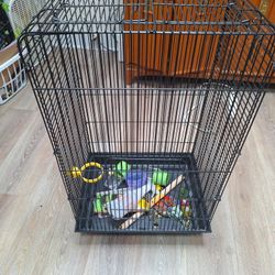 Bird Cage with Toys, Food/ Water Containers Etc.