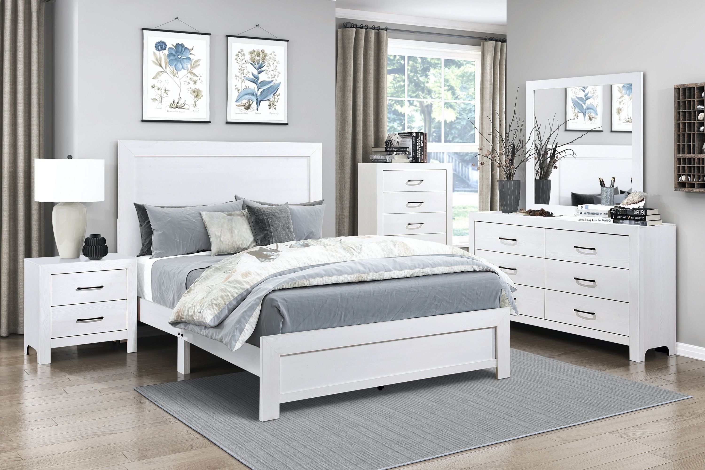 4PC WHITE QUEEN BEDROOM SET