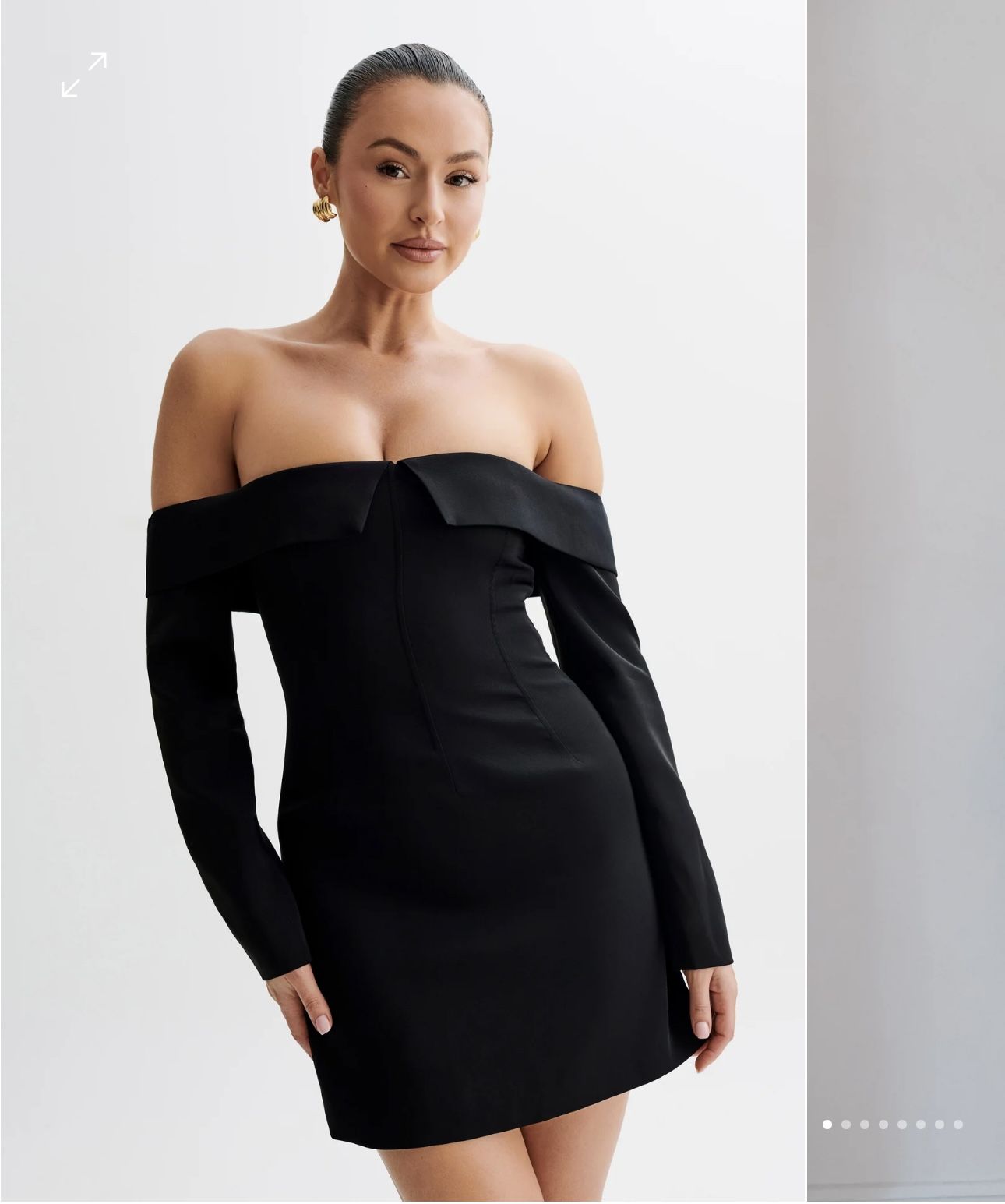 HUGO Meshki Size Small Suiting Off Shoulder Mini Dress - Black