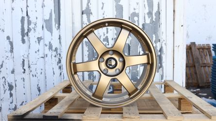 18 INCH SQUARED SET RAYS TE37 STYLE BRONZE WHEELS RIMS 18X8 +35 (5X114.3) CB: 73.1
