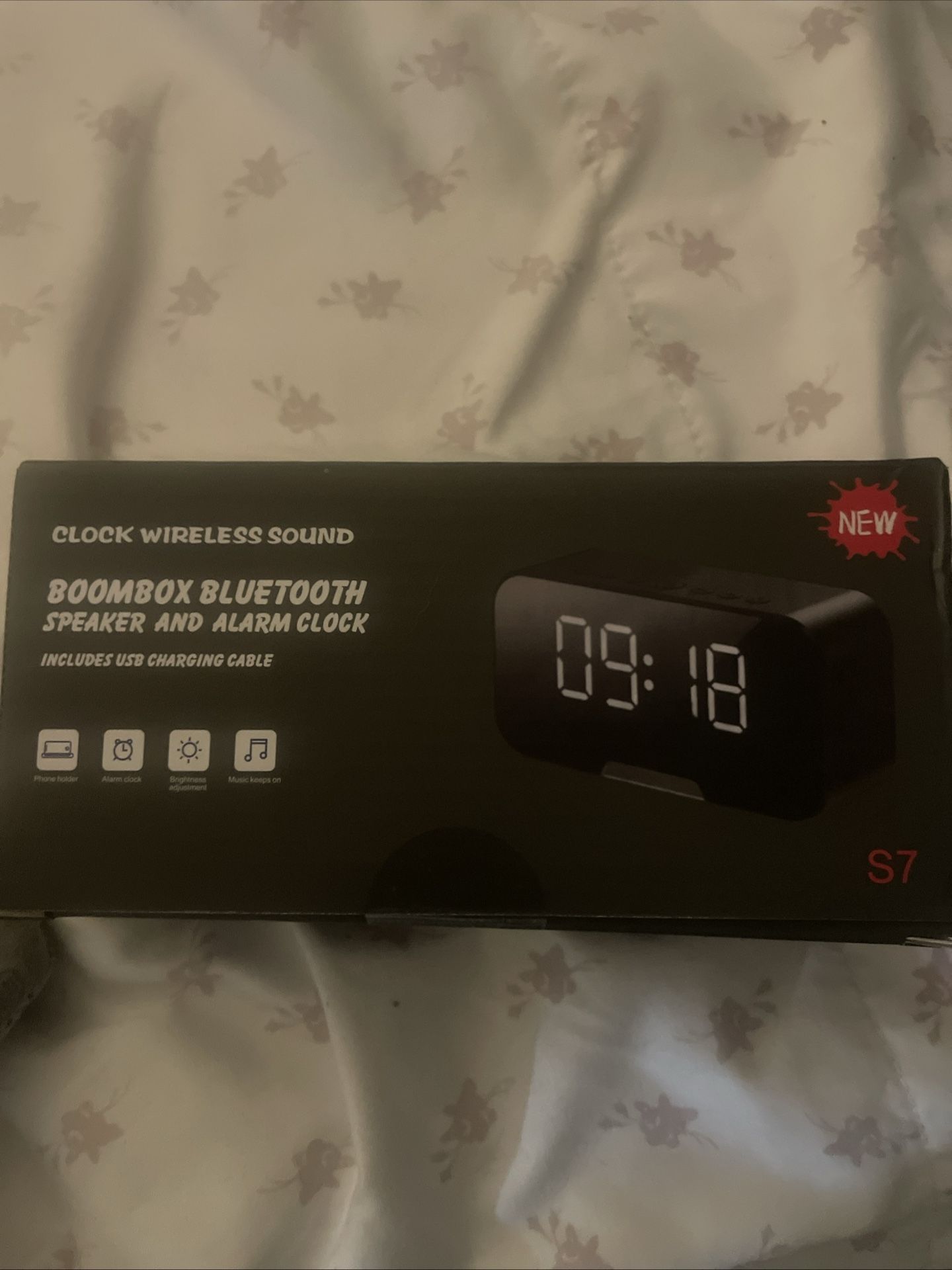 Pink Bluetooth Speaker/Alarm Clock w/ Charger