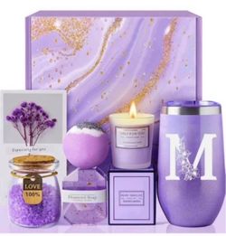 Brandnew(M) Birthday Gifts for Women Best Friend - Relaxing Lavender Spa Gift Basket, Gifts for Women Who Have Everything, Christmas, Valentine's Day,