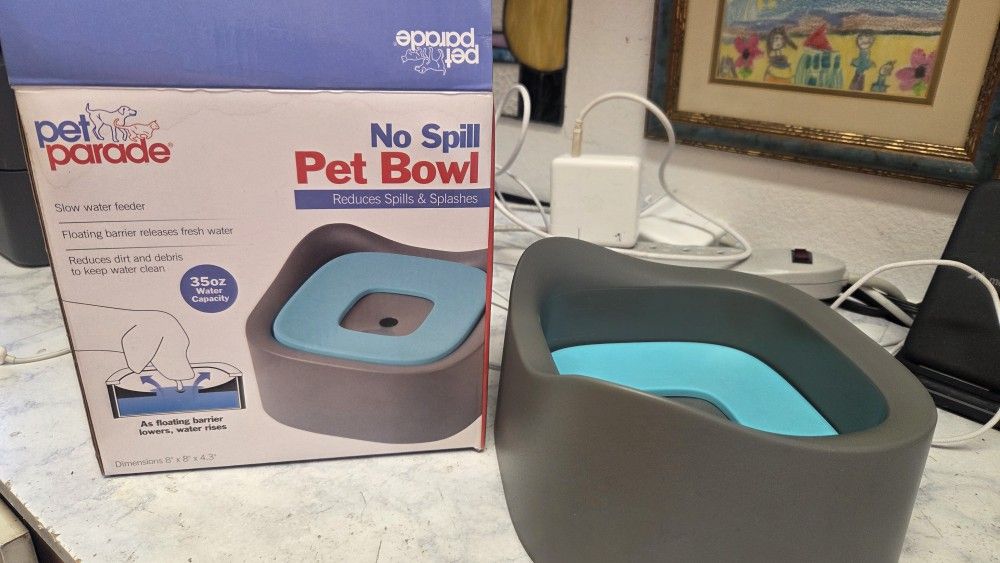 Pet Bowl No Spill 
Slow water feeder 35 Oz Water 