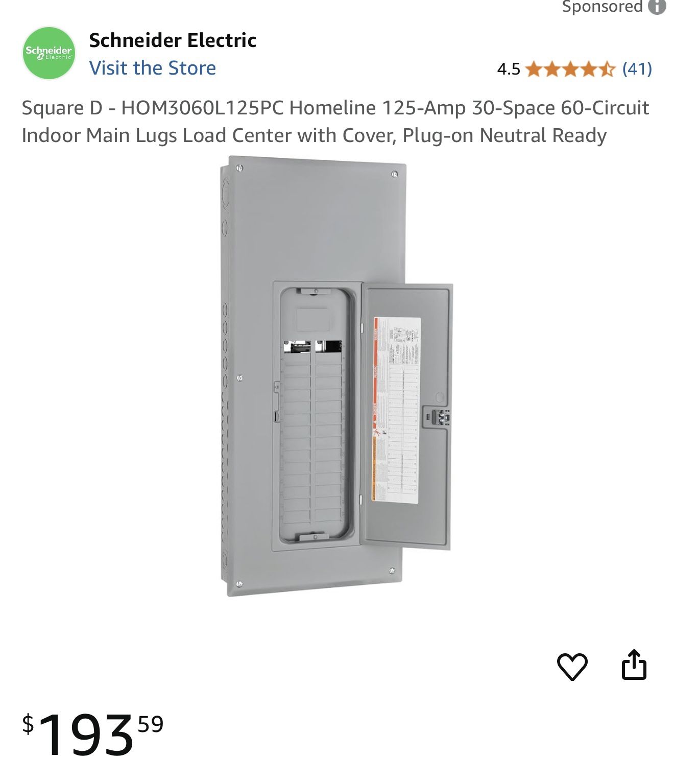125 Amp Sub Panel