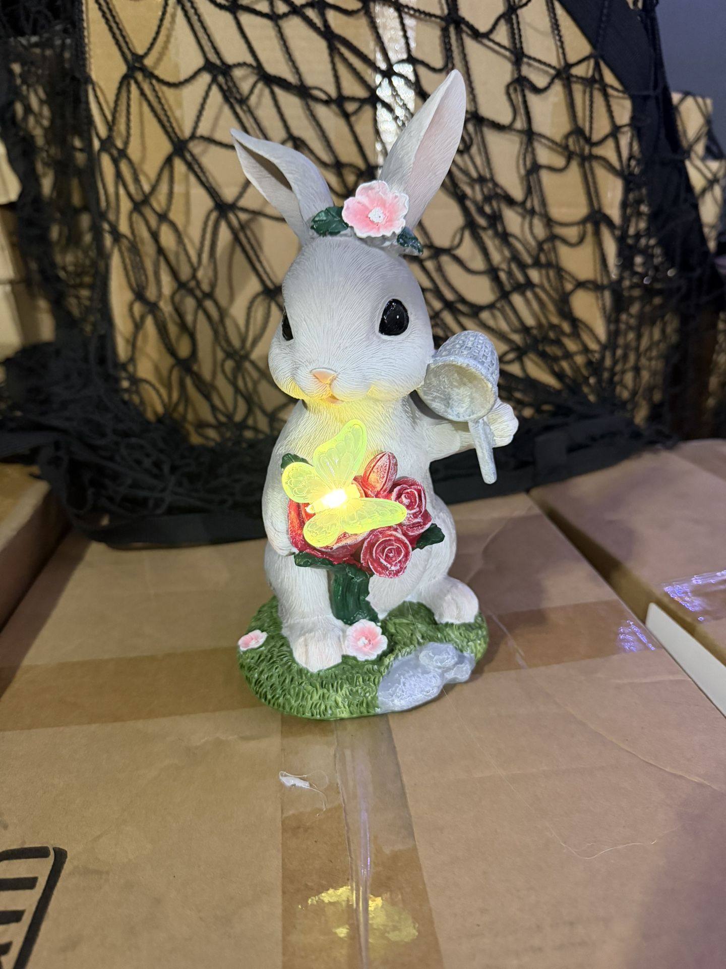 Solar Garden Decor Rabbit with Butterfly