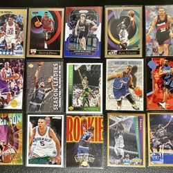 NBA Card Lot (15)-Included ROOKIE CARDS of Shaq (2), Garnett, Kidd, Iverson