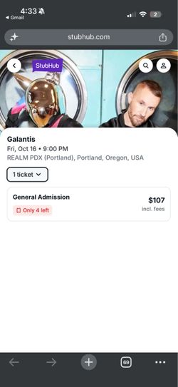 One GA ticket to Galantis