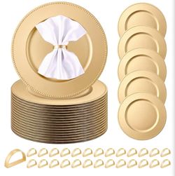 Gold chargers and napkin rings (50 of each)