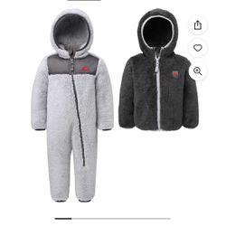 Snozu Boys' Fleece Jacket & Snowsuit 2 Piece, Gray 18M
